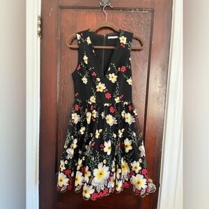 Alice + Olivia Black Floral Mini Dress
